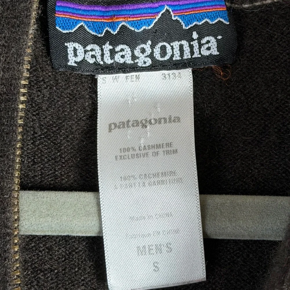 Patagonia Mens 100% Cashmere Quarter Zip Pullover Sweater Brown Small 50570